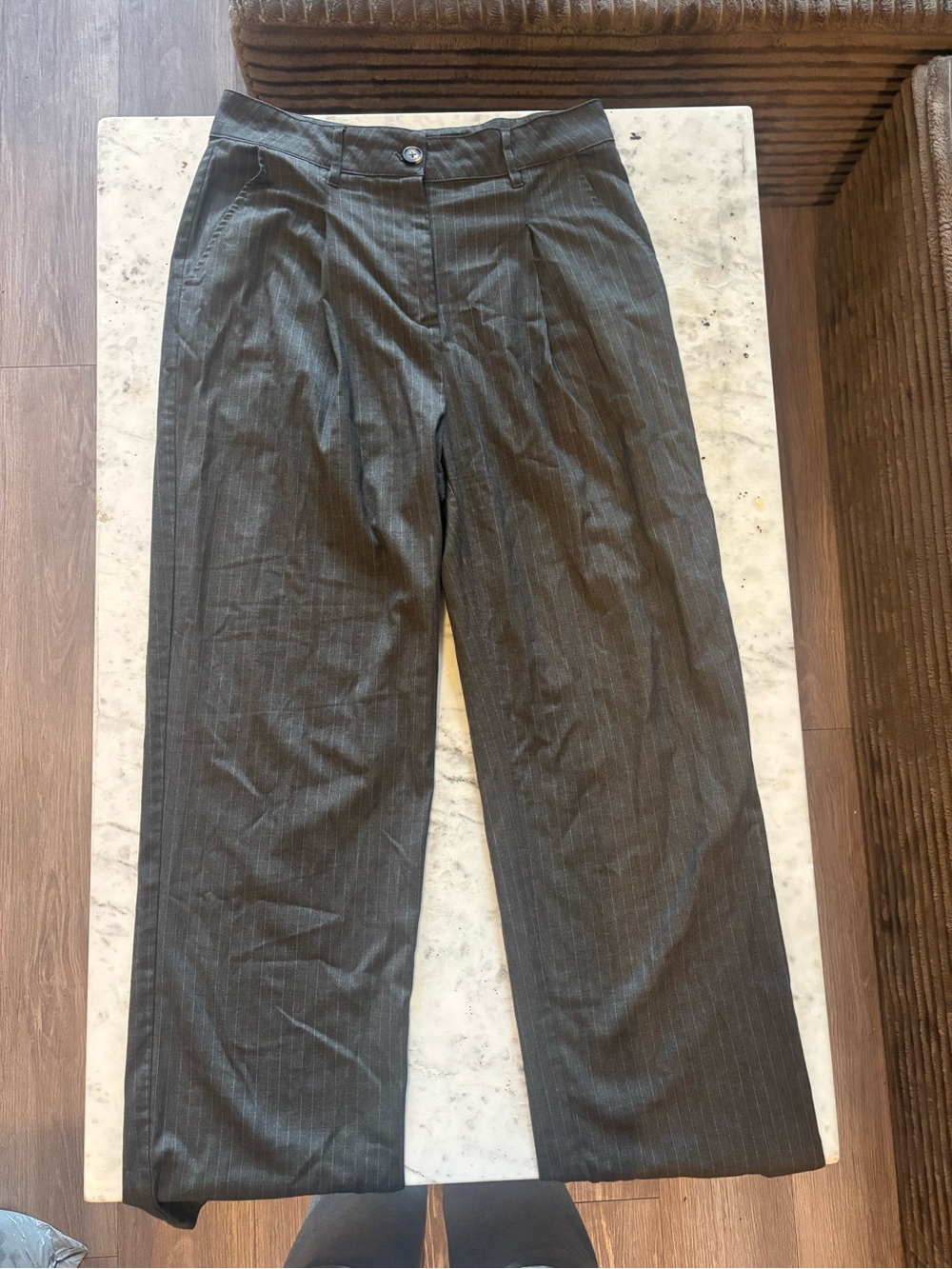 wild fable Women's Charcoal Pinstripe Wide Leg Trousers